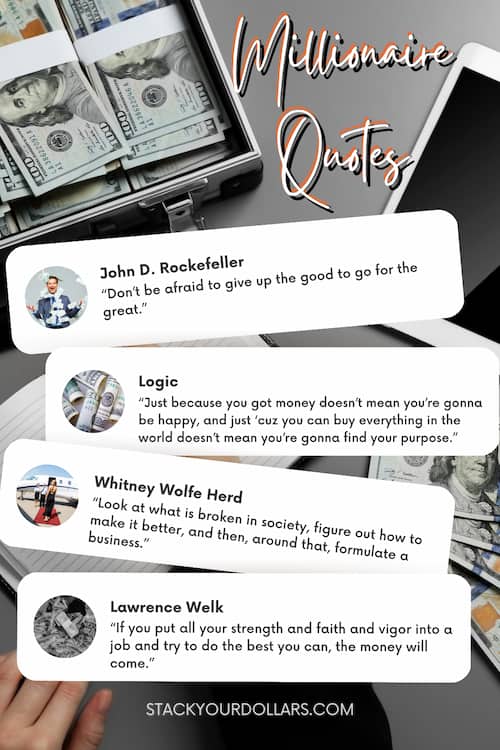 Millionaire Quotes Pin with 4 quotes
