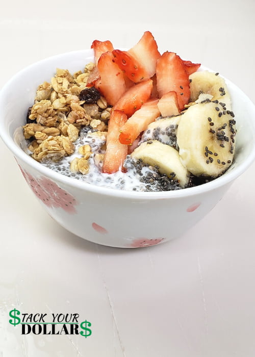 Strawberry, Banana Yogurt and chia seeds